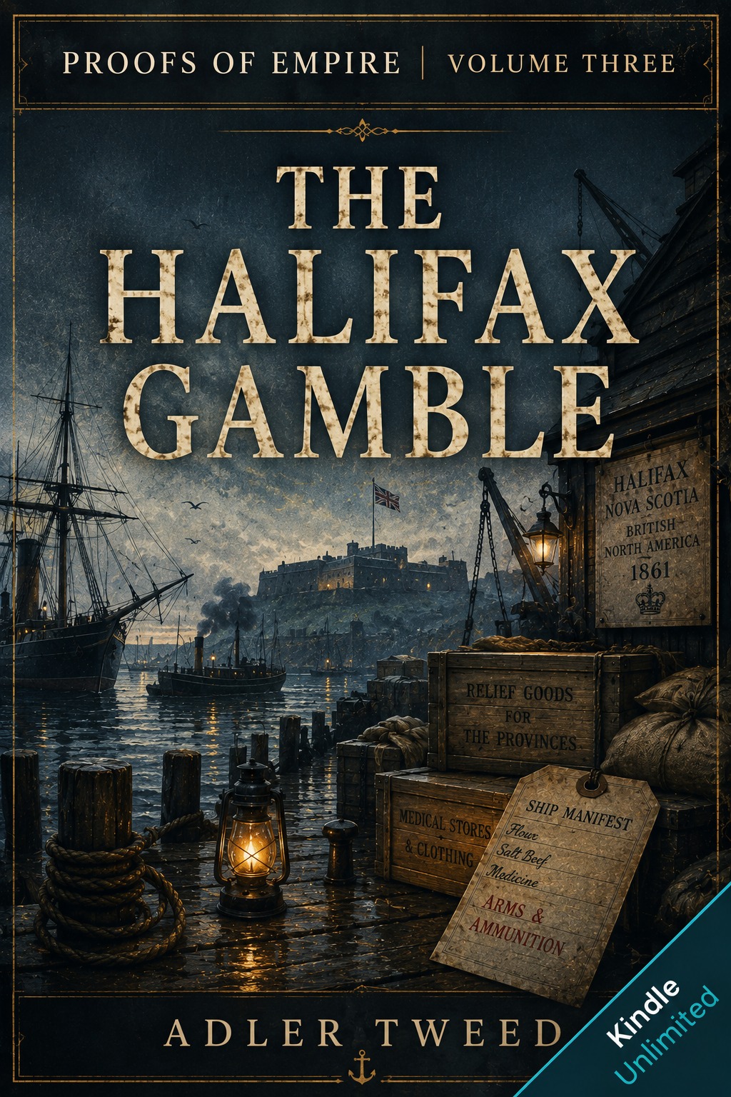 Book cover for Proofs of Empire Volume III, The Halifax Gamble by Adler Tweed.